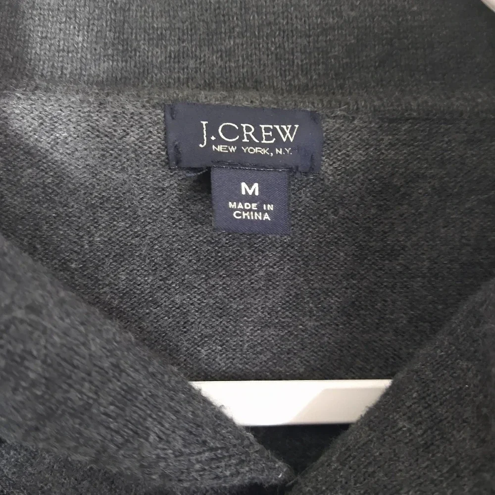 J. Crew Men's Button Collar cotton pullover sweater shirt size Medium Grey‎